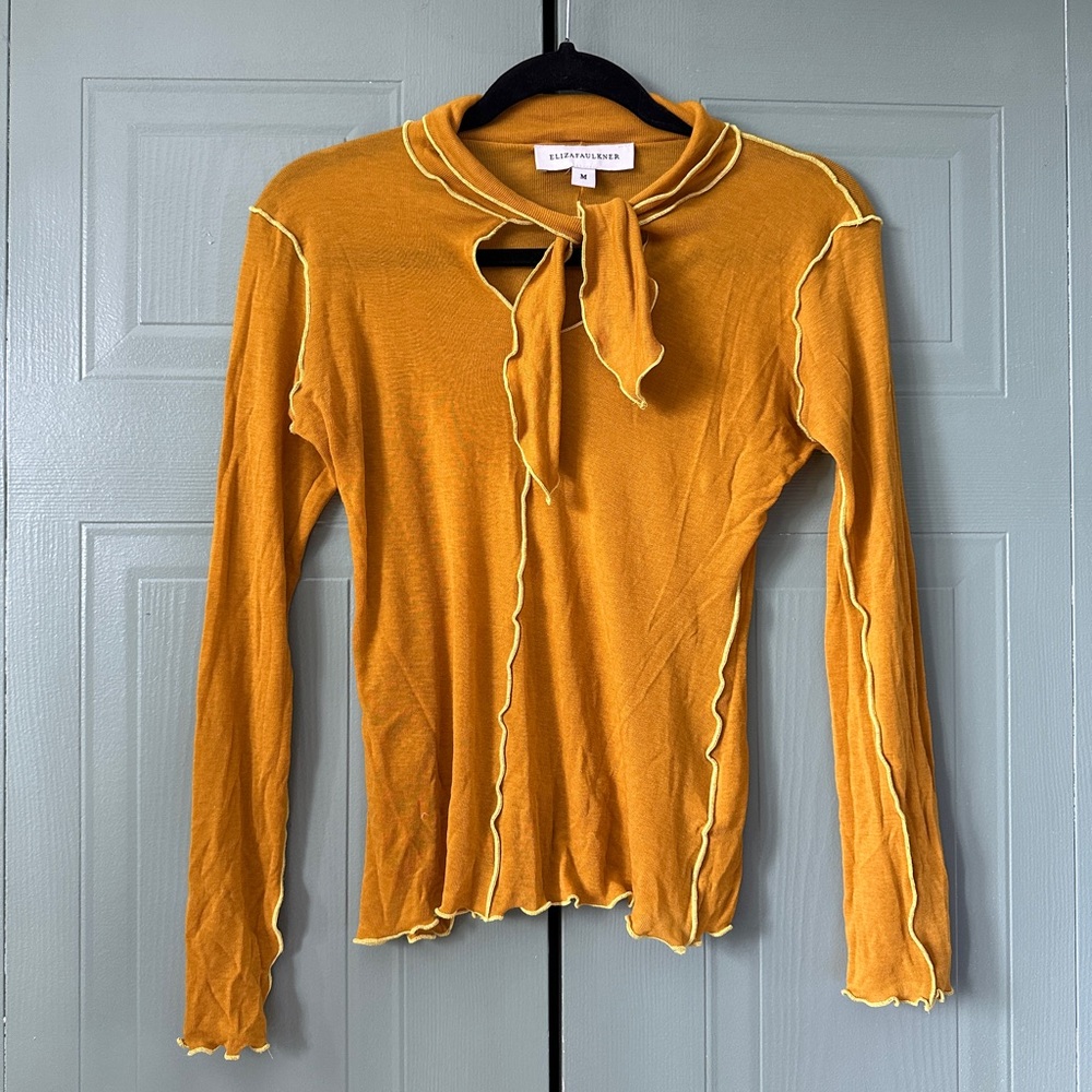 Eliza Faulkner Mustard Tie Top